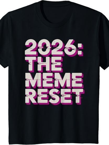 Men's Graphic T-Shirt 2026 The Meme Reset Bold Futuristic Letters With Shadowed Effect T Shirt