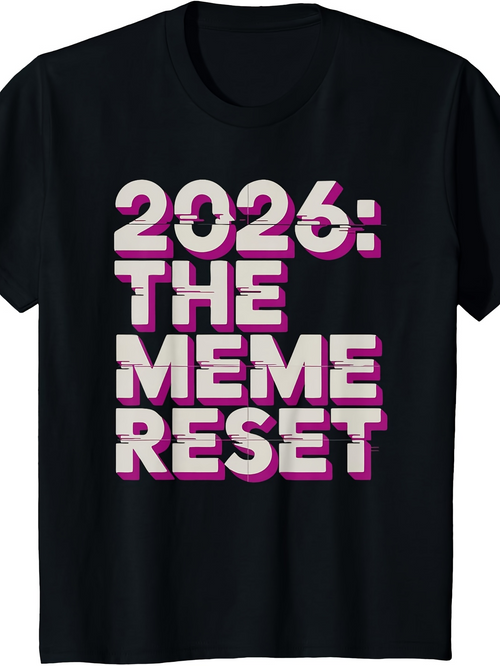 Men's Graphic T-Shirt 2026 The Meme Reset Bold Futuristic Letters With Shadowed Effect T Shirt