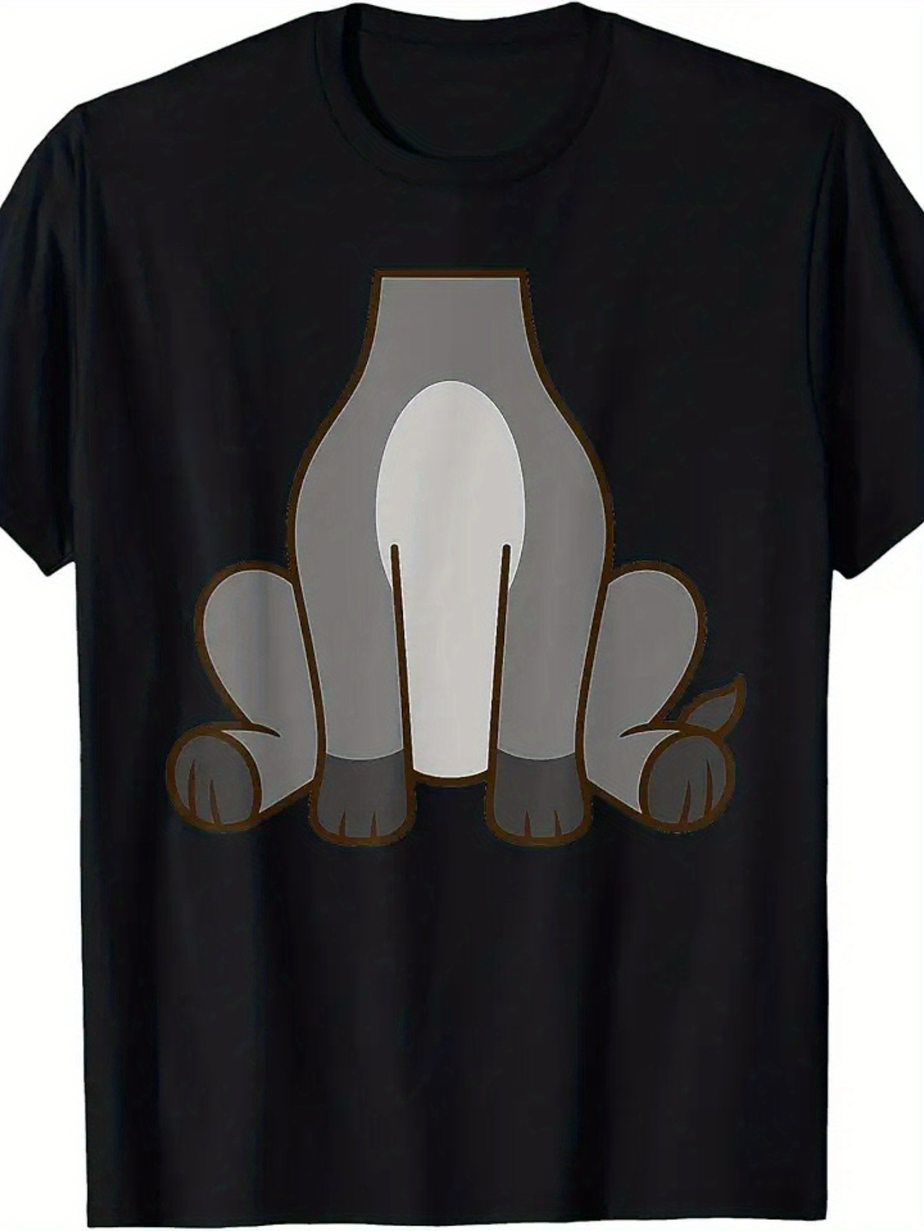 Men's Graphic T-Shirt Minimalist Cartoon Style Sitting Gray Dog