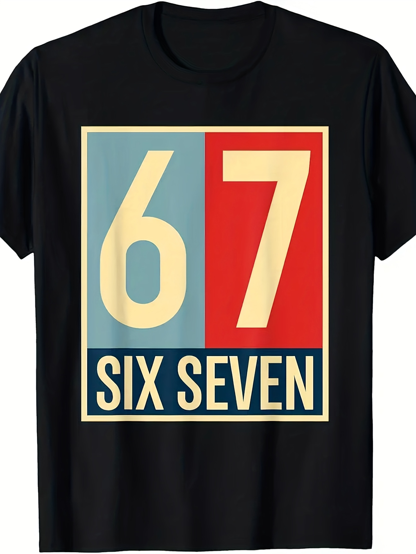 Men's Graphic T-Shirt Retro Colorblock Numbers With Cream Typography Six Seven