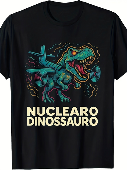 Men's Graphic T-Shirt Nucleo Dino Flying Through Atomic Energy Tyrannosaurus
