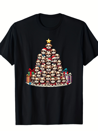 Men's Graphic T-Shirt Colorful Christmas Gifts With Stacked Cute Sloths Forming Tree