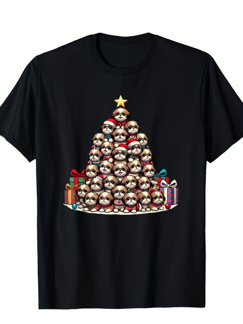 Men's Graphic T-Shirt Colorful Christmas Gifts With Stacked Cute Sloths Forming Tree