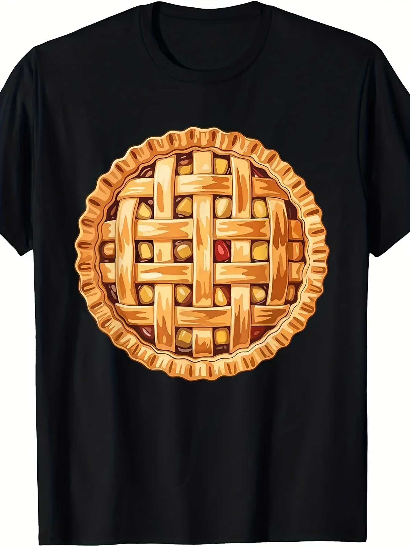 Men's Graphic T-Shirt Golden Lattice Crust With Delicious Warm Filling Classic Pie