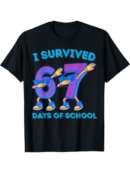 Men's Graphic T-Shirt I Survived Colorful Dancing Cartoon Number Figures School