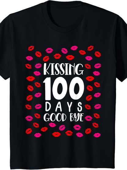 Men's Graphic T-Shirt Kissing 100 Days Goodbye Surrounded By Red Pink Lipstick Marks