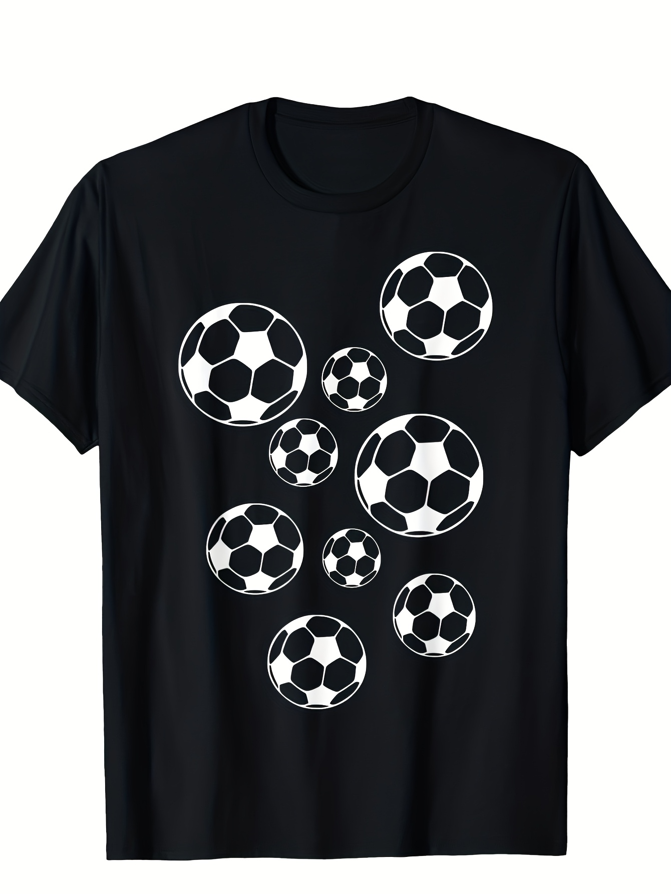 Men's Graphic T-Shirt Cluster Of Overlapping Classic Soccer Balls Patterned T Shirt