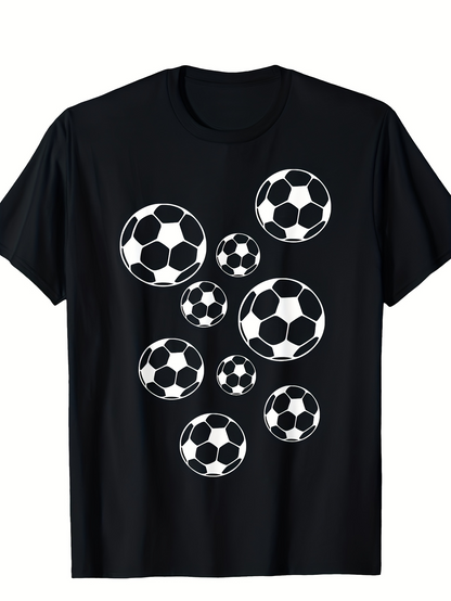 Men's Graphic T-Shirt Cluster Of Overlapping Classic Soccer Balls Patterned T Shirt
