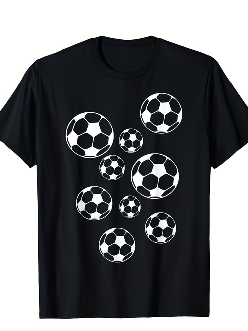 Men's Graphic T-Shirt Cluster Of Overlapping Classic Soccer Balls Patterned T Shirt