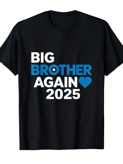Men's Graphic T-Shirt Big Brother Again 2025 Blue Heart Modern Text Print
