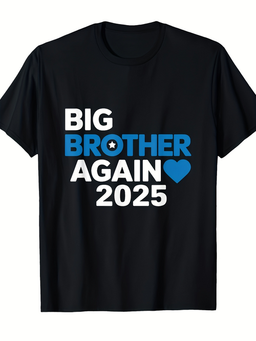 Men's Graphic T-Shirt Big Brother Again 2025 Blue Heart Modern Text Print
