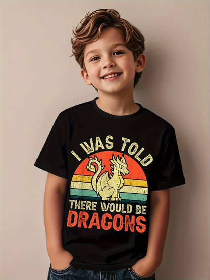 Men's Graphic T-Shirt I Was Told There Would Be Dragons Retro Sunset Graphic Dragon