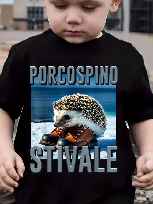 Men's Graphic T-Shirt Realistic Hedgehog With Leather Boots On Arctic Ice Hedgehog