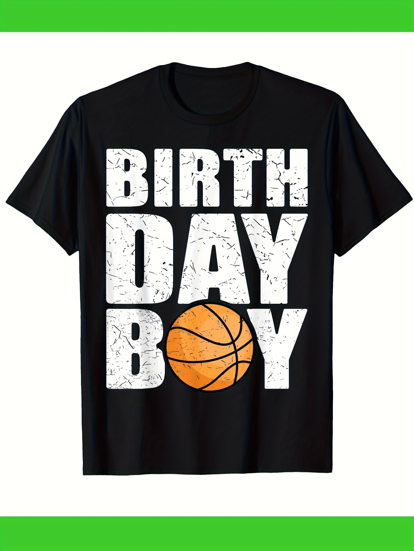 Men's Graphic T-Shirt Birthday Boy With Orange Basketball Graphic