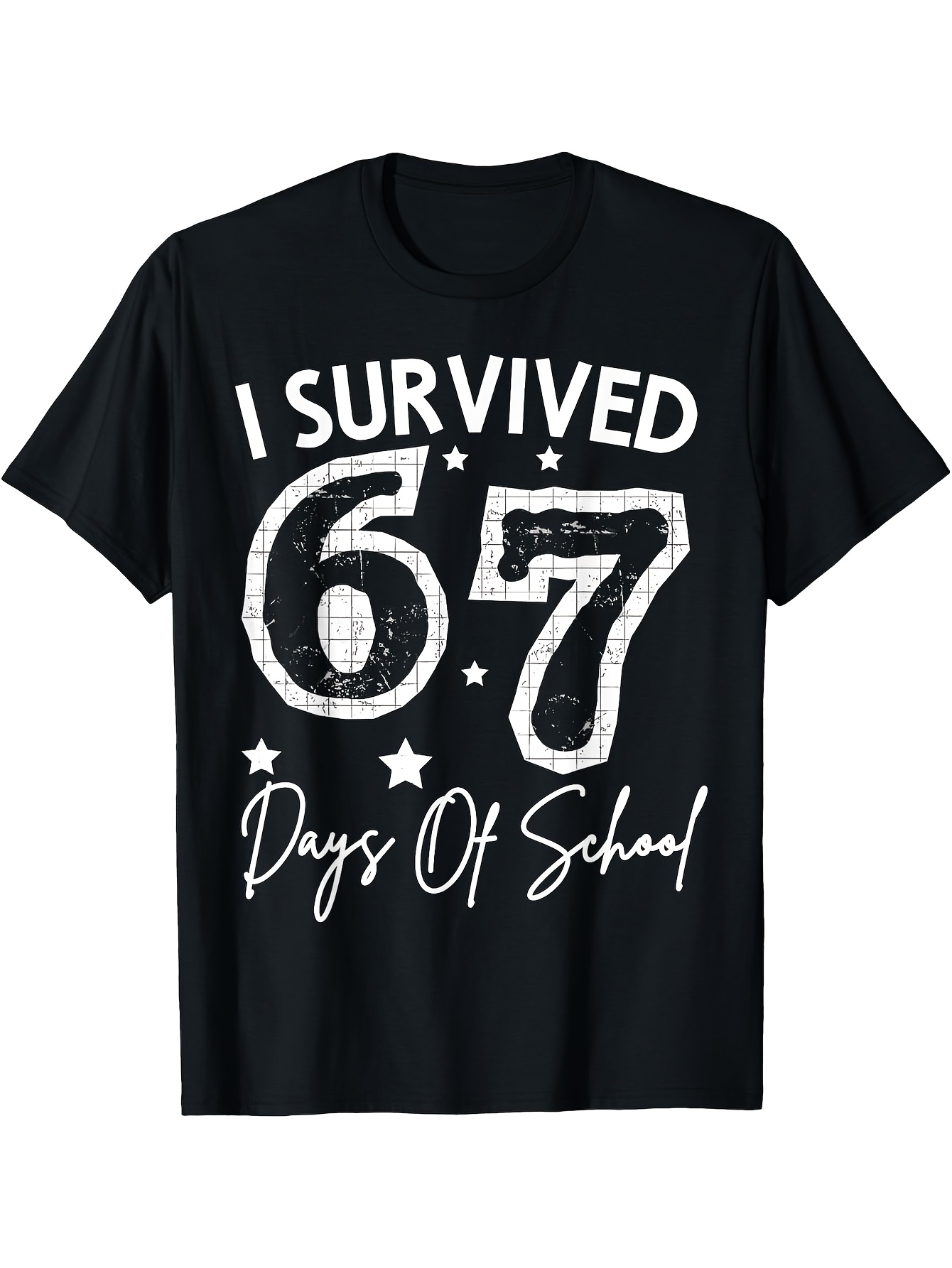 Men's Graphic T-Shirt I Survived 67 Days Of School With Chalk Sketch Numbers Stars