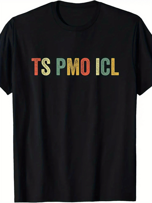 Men's Graphic T-Shirt Colorful Letters In Vintage Style Across Plain Shirt