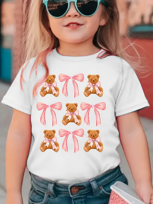 Men's Graphic T-Shirt Cute Little Teddy Bears With Pink Ribbons Arranged In Neat Rows Bear