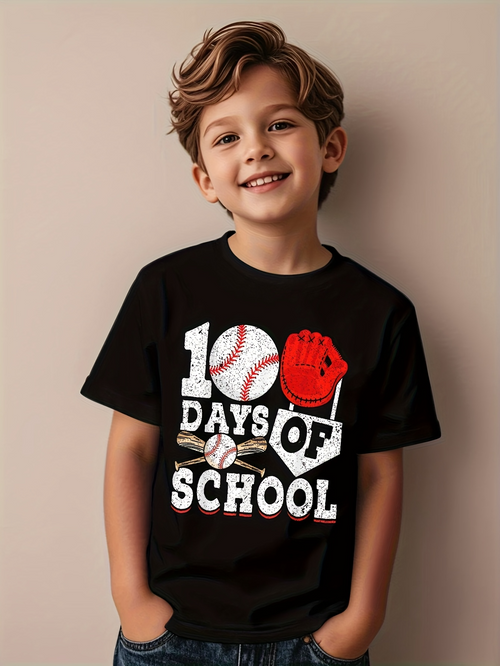 Men's Graphic T-Shirt 100 Days Of School With Baseball Glove And Ball Theme T Shirt