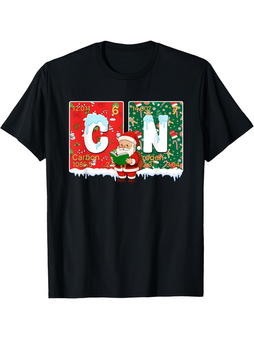 Men's Graphic T-Shirt Santa With Christmas Snowflakes Among Festive Colored Boxes