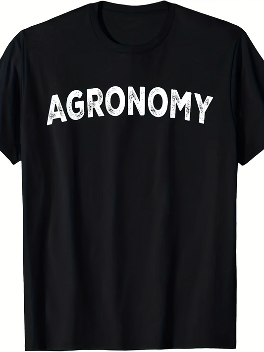 Men's Graphic T-Shirt Distressed Bold White Lettering On Solid Black Agronomy