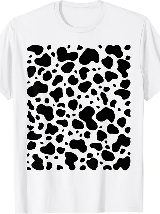 Men's Graphic T-Shirt Random Black Spots Pattern Inspired Cow Fur Texture