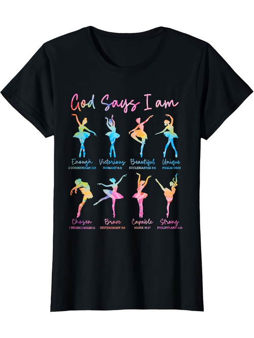 Men's Graphic T-Shirt God Says I Am Brave Beautiful Loved Among Colorful Ballet Dancer