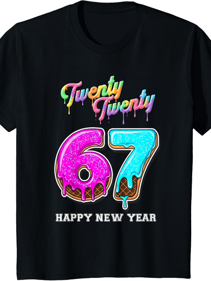 Men's Graphic T-Shirt Happy New Year Colorful Melting Icing Decorated Festive Numbers