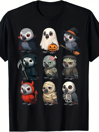 Men's Graphic T-Shirt Cute Halloween Themed Owls With Funny Costumes Under Soft Lighting Owl