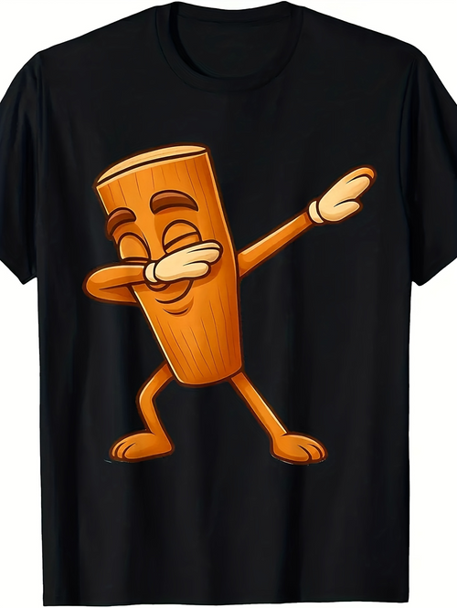 Men's Graphic T-Shirt Happy Dancing Wooden Log With Cartoon Style Facial Expression