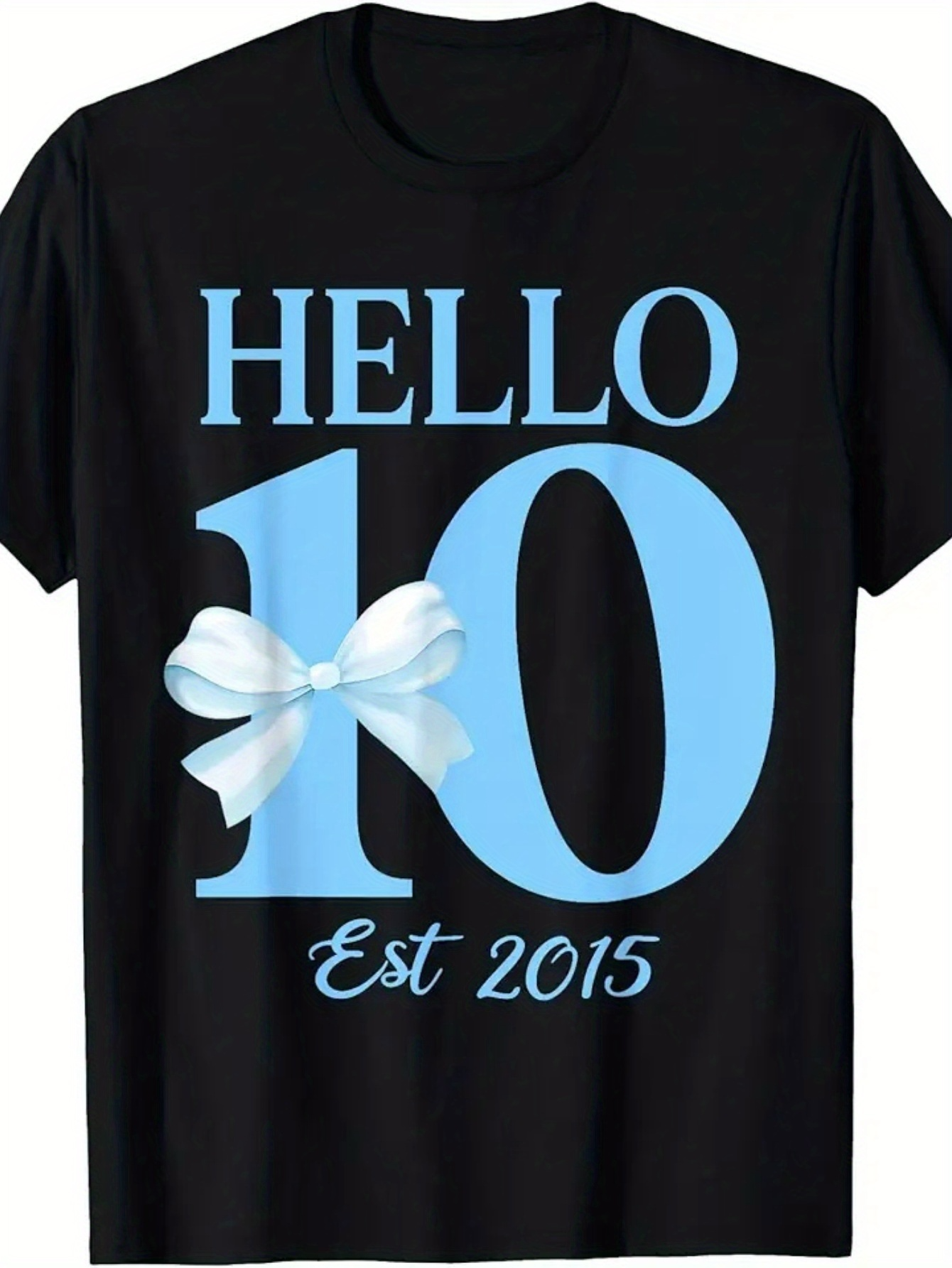 Men's Graphic T-Shirt Hello 10 Blue Ribbon Anniversary Inspired Birthday Tenth Celebration Number
