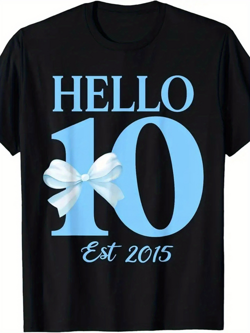 Men's Graphic T-Shirt Hello 10 Blue Ribbon Anniversary Inspired Birthday Tenth Celebration Number
