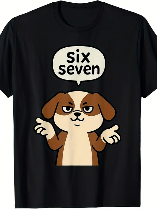 Men's Graphic T-Shirt Six Seven Cartoon Dog With Cheeky Expression And Raised Paws