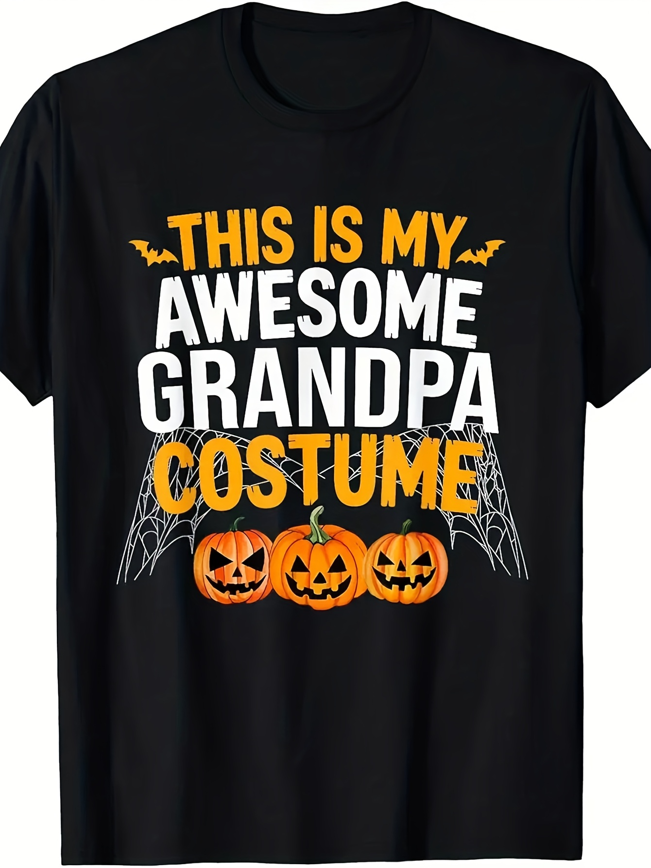 Men's Graphic T-Shirt This Is My Awesome Grandpa Costume With Halloween Pumpkins And Spider Web T Shirt
