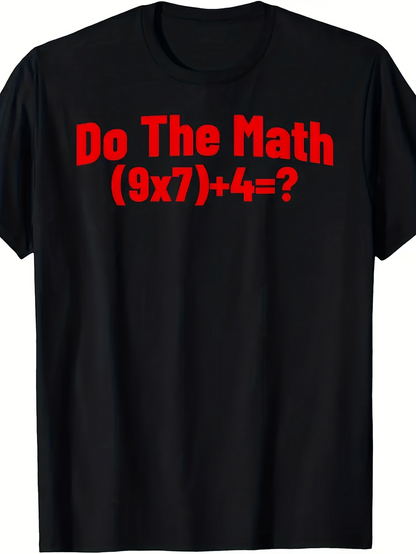 Men's Graphic T-Shirt Do The Math Red Bold Letters On Black Short Sleeve T Shirt