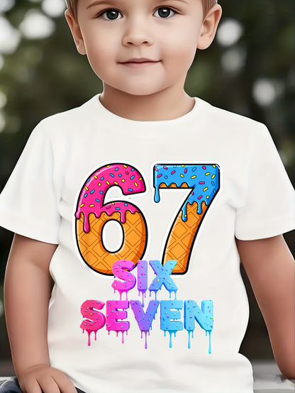 Men's Graphic T-Shirt Sixty Seven Colorful Melting Numbers With Dripping Paint Decoration