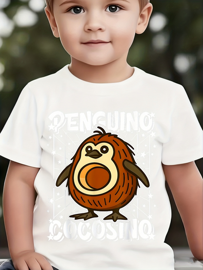 Men's Graphic T-Shirt Penguino With Cartoon Style Smiling Furry Brown Penguin