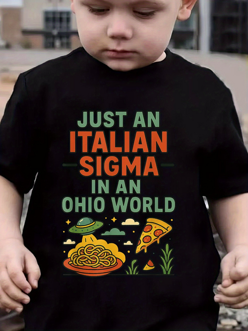 Men's Graphic T-Shirt Just An Italian Sigma In An Ohio World With UFO Spaghetti Plate And Pizza Slice
