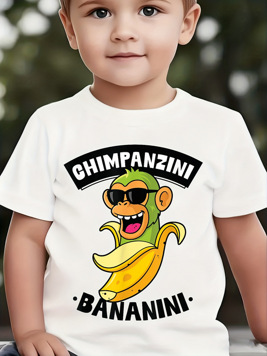 Men's Graphic T-Shirt Chimpanzini Text With Cartoon Sunglasses Banana Monkey