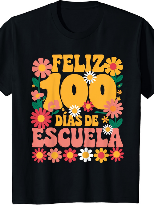 Men's Graphic T-Shirt Colorful Retro Flowers With Playful Blooms Around School Celebration Numbers
