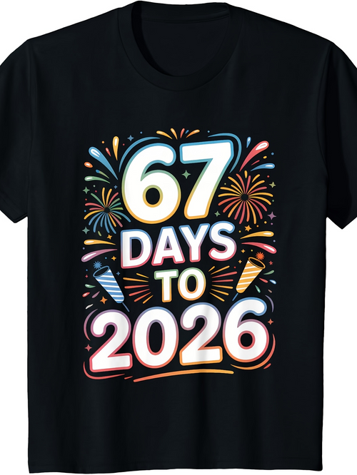 Men's Graphic T-Shirt Countdown With Colorful Fireworks Bursting Under A Night Sky Number