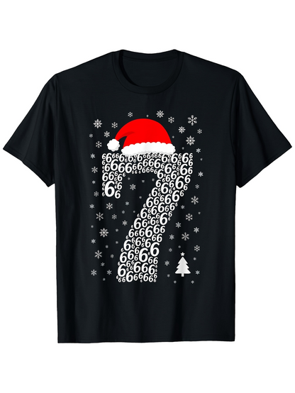 Men's Graphic T-Shirt Christmas Seven With Santa Hat Snowflakes And Holiday Tree