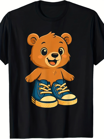 Men's Graphic T-Shirt Playful Cartoon Bear Wearing Sneakers Under Sunlight Bear