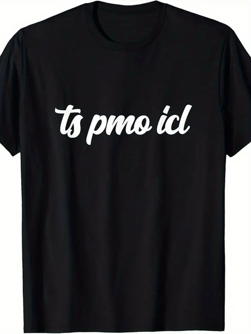 Men's Graphic T-Shirt Ts Pmo Icl Artistic Cursive Script On Cotton Fabric Shirt
