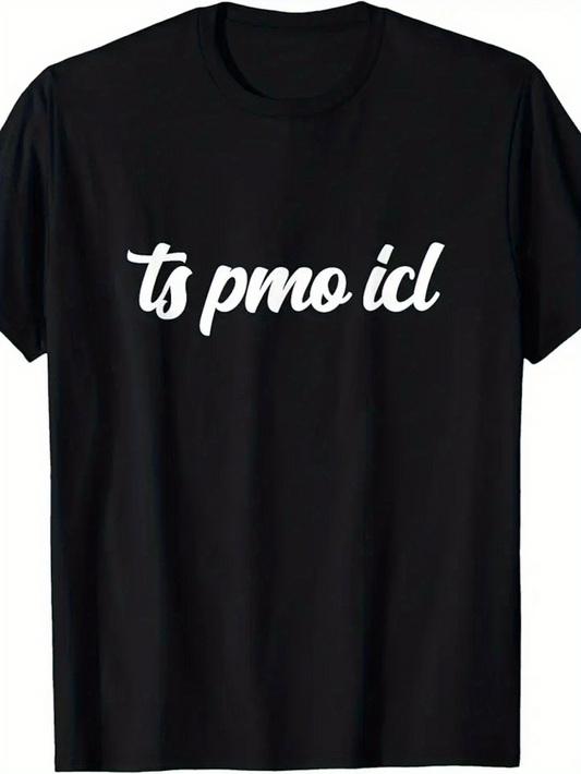 Men's Graphic T-Shirt Ts Pmo Icl Artistic Cursive Script On Cotton Fabric Shirt