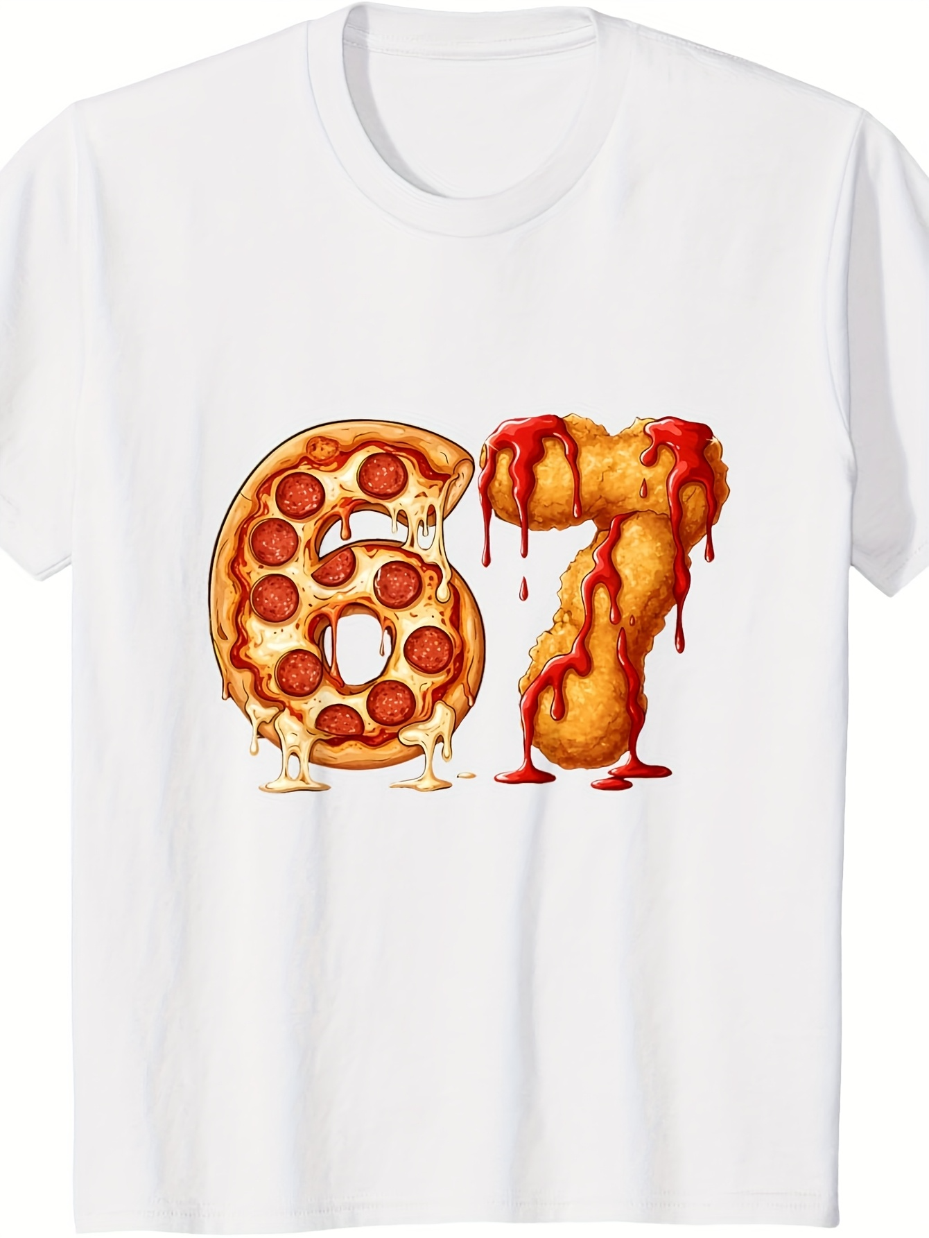 Men's Graphic T-Shirt Melting Pepperoni And Cheese Food Number Sixty Seven