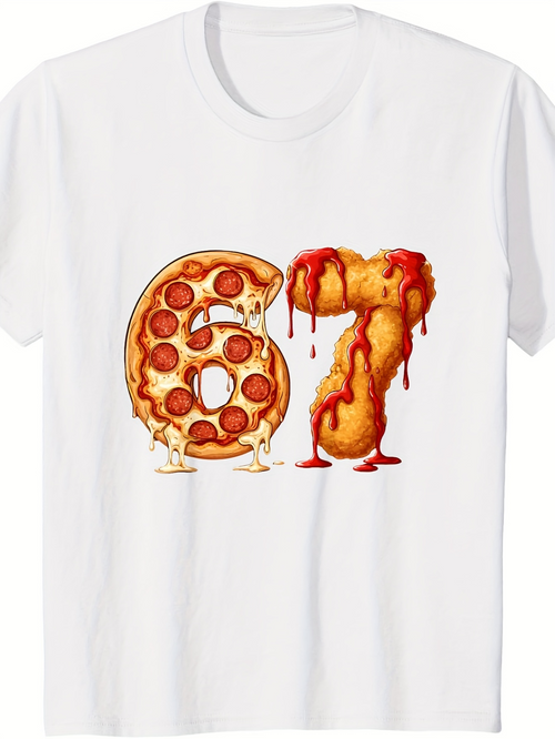 Men's Graphic T-Shirt Melting Pepperoni And Cheese Food Number Sixty Seven
