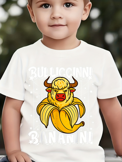 Men's Graphic T-Shirt Bull Again Banana Peel With Playful Cartoon Yellow Bull Banana