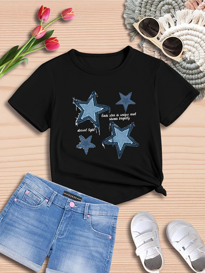 Men's Graphic T-Shirt Shining Blue Artistic Stars With Scattered Light Effects Star