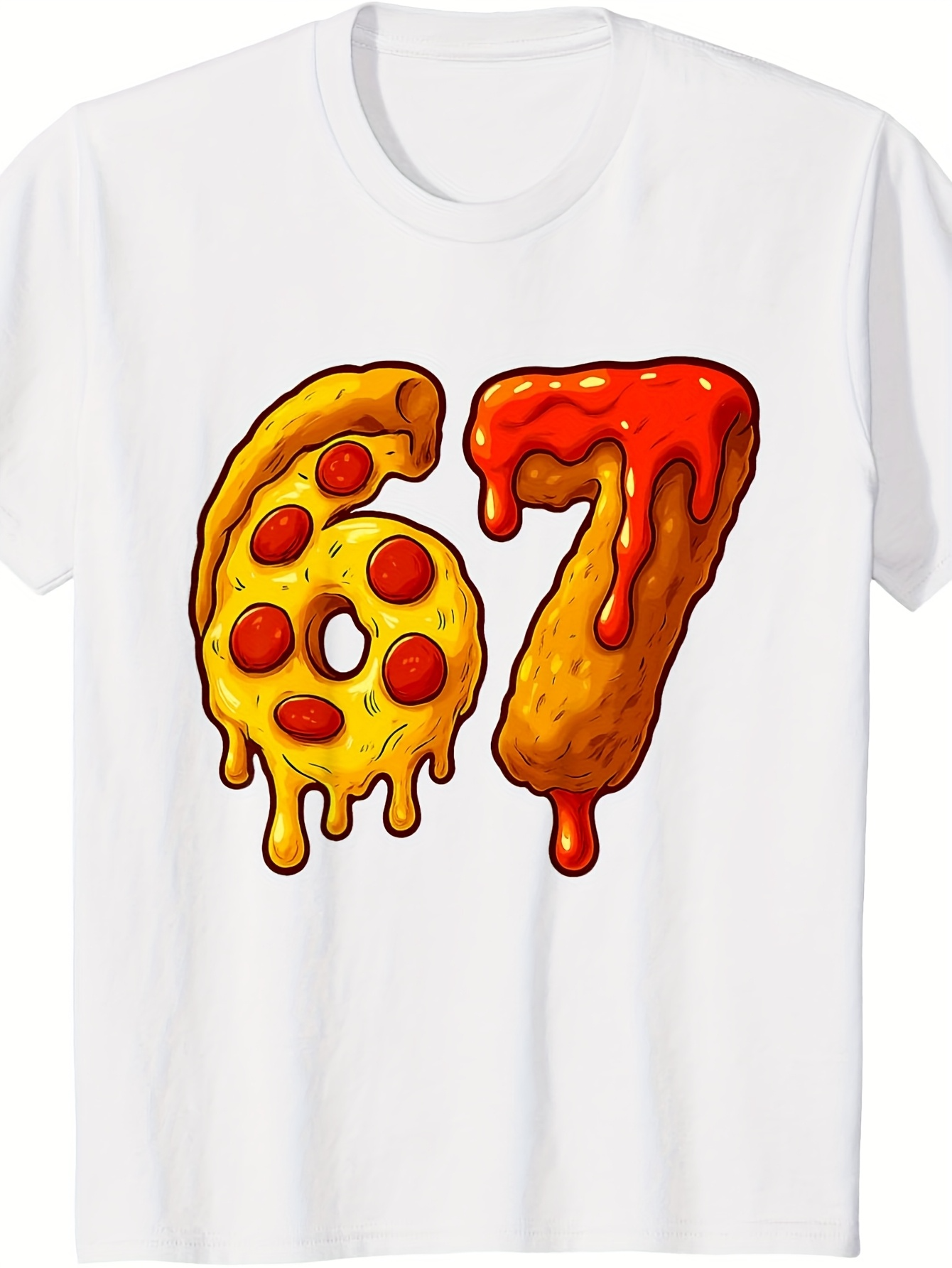 Men's Graphic T-Shirt Cheesy Melting Pepperoni Pizza Number Dripping Design