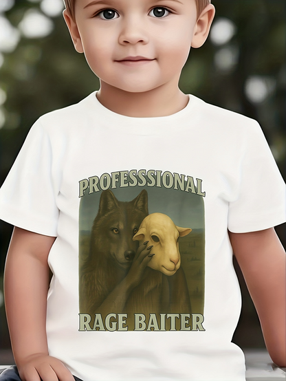 Men's Graphic T-Shirt Professional Rage Baiter Wolf Holding Sheep Mask